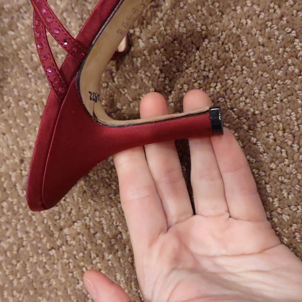 Raspberry, Fushia hot pink bling open toe heeled sandals, BP - Picture 5 of 12